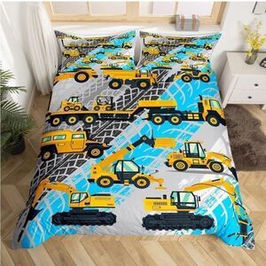 NEW Construction Duvet Cover Set Excavator Tractor Truck